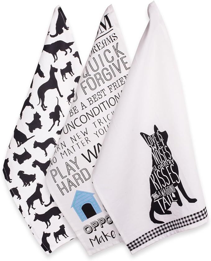 DII Everyday Pets Kitchen Collection Absorbent Dishtowel Set, 18x28, Dog Print, 3 Count | Amazon (US)