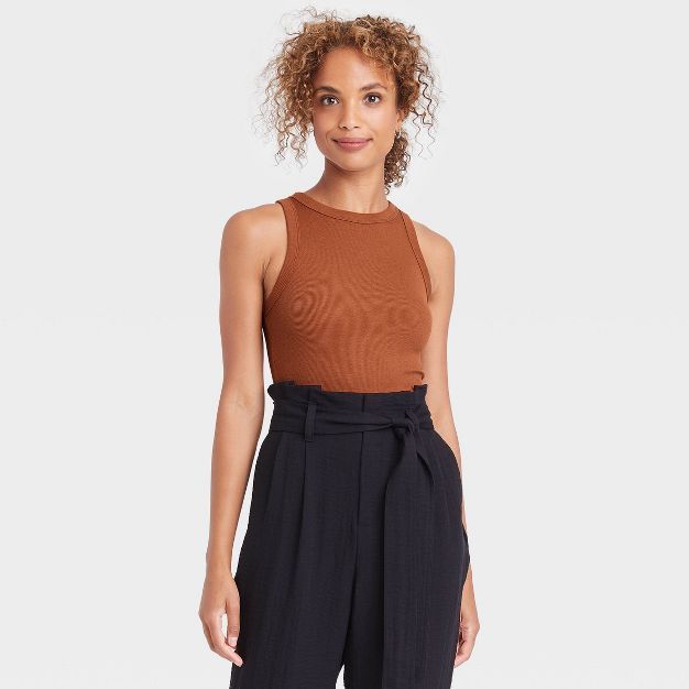 Women's Ribbed Crewneck Tank Bodysuit - A New Day™ | Target