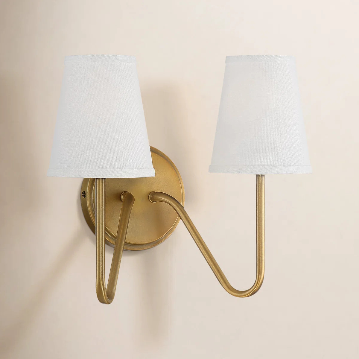 Roan 2 - Light Dimmable Armed Sconce in Natural Brass | Wayfair North America