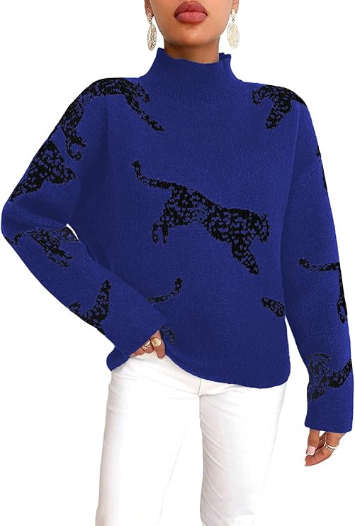 ZAFUL Flower Crochet Turtleneck Sweater for Women Pullover Puff Long Sleeve Boho Knit Sweaters Tr... | Amazon (US)