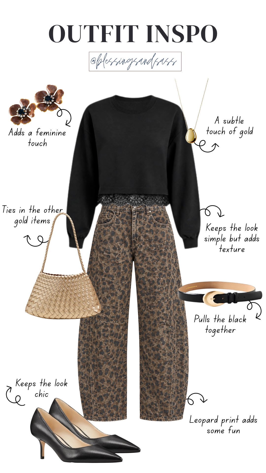 Let the leopard jeans do the talking! 🐆 Paired them with a black lace-trim top, pointed-toe heels, and a gold woven bag. A fun outfit idea for dinner with friends or date night!

leopard print jeans, black lace trim top, leopard pants outfit, black pointed toe heels, gold woven bag, date night outfit, fall outfit inspiration, statement denim

#LTKootd #LTKSeasonal #LTKgrwm