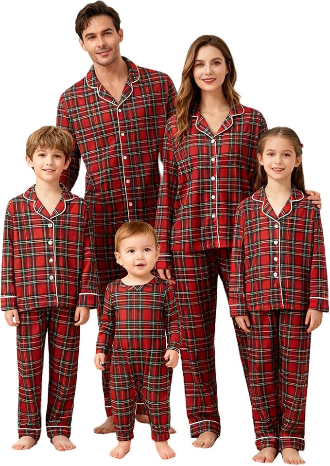 Christmas Family Pajamas Family Matching Sleepwear Xmas Long Sleeve Jammies Matching Holiday Paja... | Amazon (US)