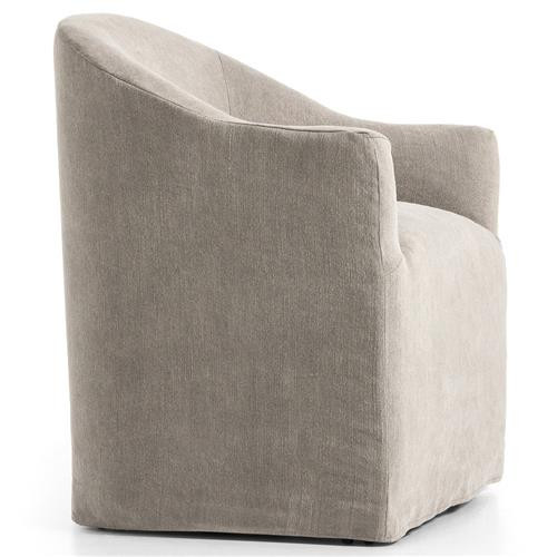 Desiree Modern French Country Beige Twill Slipcover Dining Arm Chair | Kathy Kuo Home