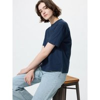 Uniqlo - Airism Cotton T-shirt - Navy - XXS | UNIQLO (UK)