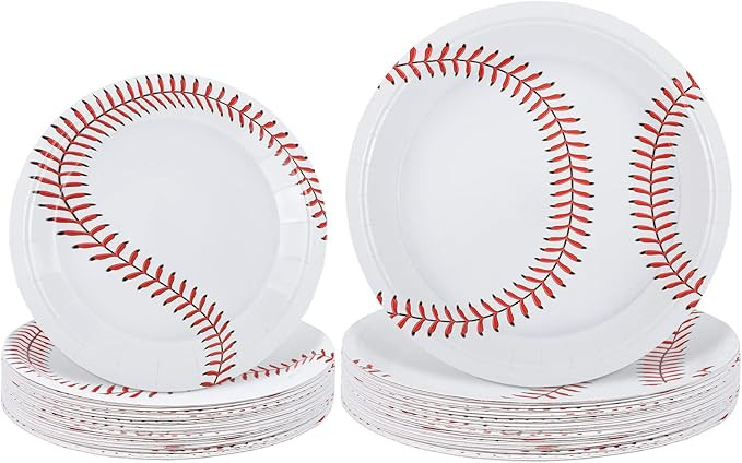 durony 48 Pack Baseball Plates 9 Inch and 7 Inch Round Baseball Themed Paper Plates Baseball Dinn... | Amazon (US)