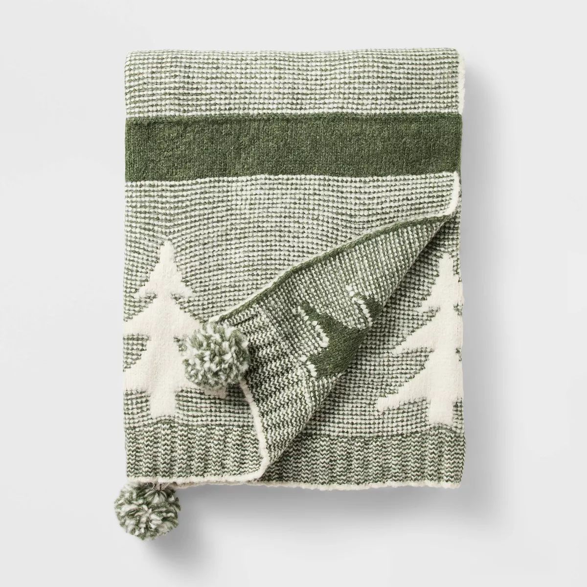 Knit Tree with Tassels Throw Blanket Cream - Threshold™ designed with Studio McGee | Target