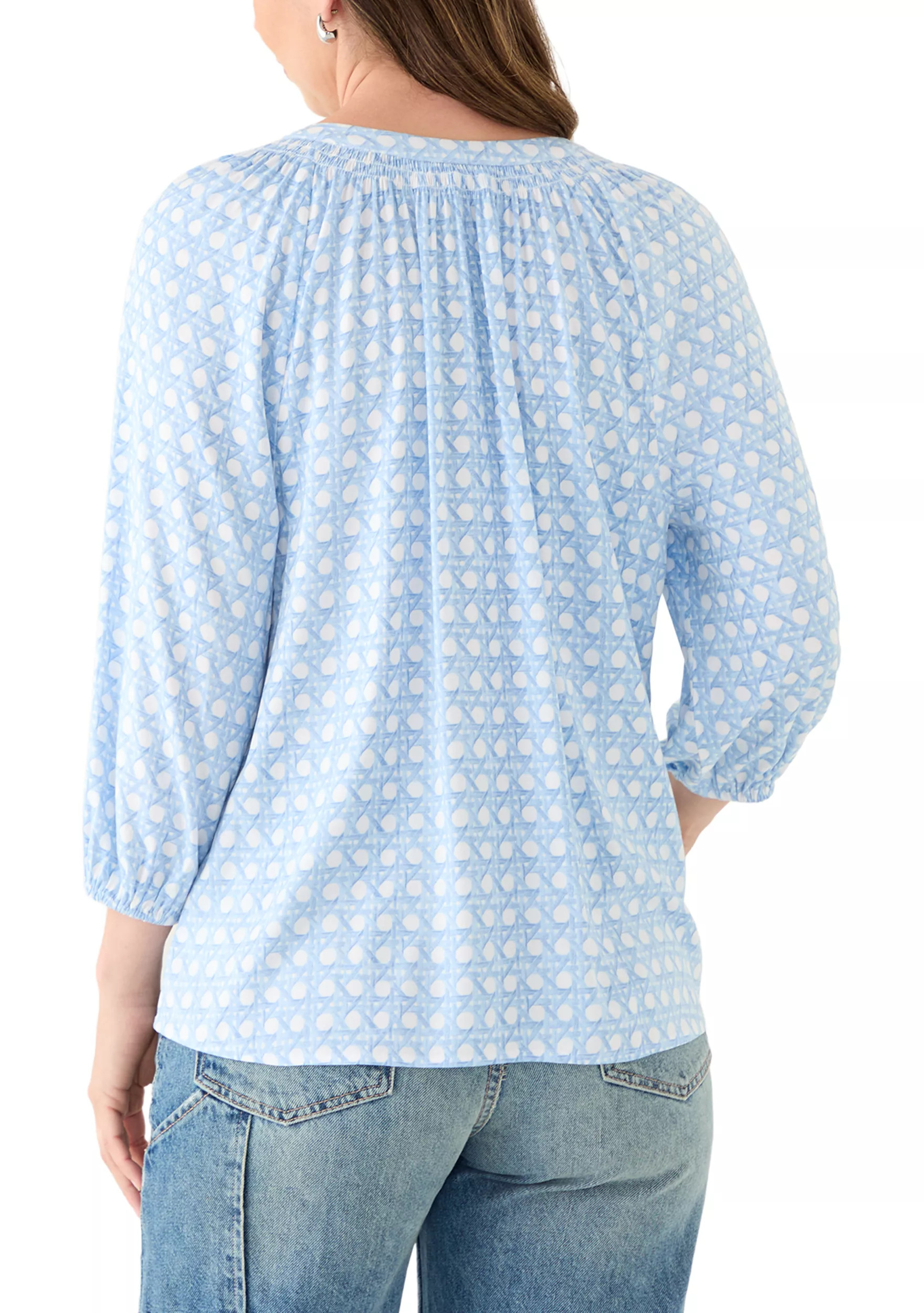 Women's 3/4 Sleeve Printed Peasant Top | Belk