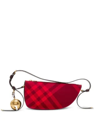 Burberry Mini Shield check-pattern Shoulder Bag | Red | FARFETCH UK | Farfetch Global