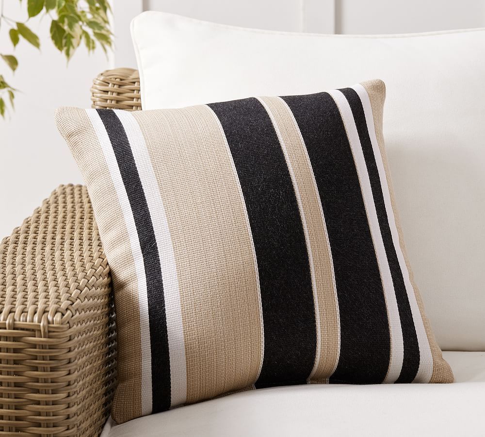 Sunbrella® Ziva Striped Outdoor Throw Pillow | Pottery Barn (US)