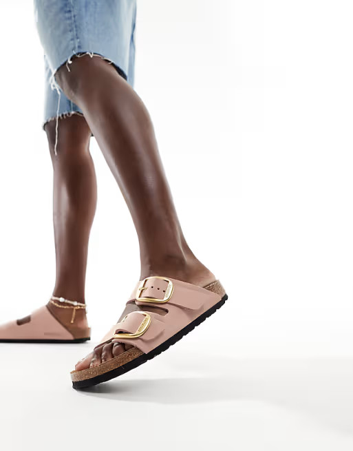 Birkenstock Arizona big buckle sandals in pink nubuck | ASOS (Global)