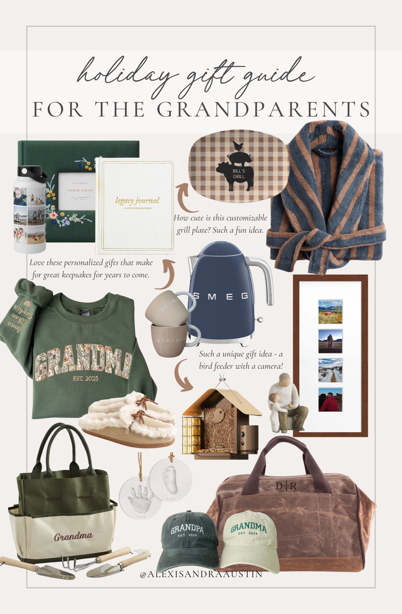 Holiday gift guide for the grandparents! Loving these keepsake and personalized touches.

Home finds, holiday gift guide, for the grandparents, holiday gifting, cozy robe, bird feeder, keepsake gift, memorable gift, personalized hat, tea kettle, cozy slippers, gardening bag, Etsy, Wayfair, shop the look!

#LTKGiftGuide #LTKHoliday #LTKSeasonal