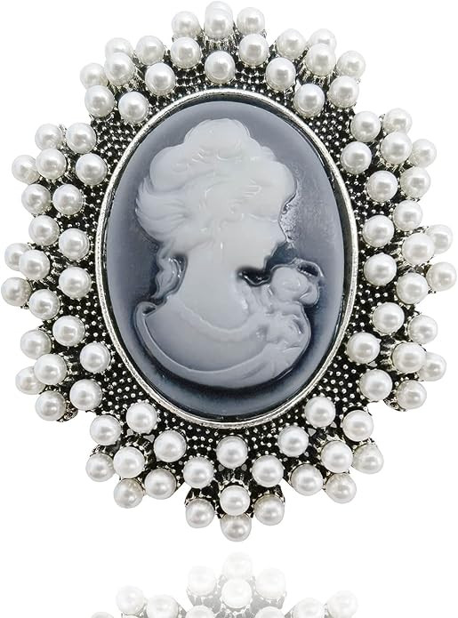 Victorian Vintage Beauty Lady Portrait Brooch Pins with Crystal Rhinestones, Retro Gold Tone Broo... | Amazon (US)