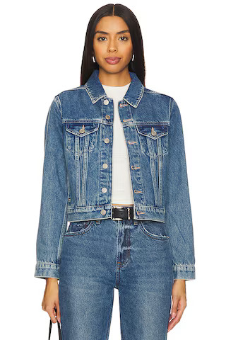 Good American Shrunken Trucker Jacket in Indigo682 from Revolve.com | Revolve Clothing (Global)