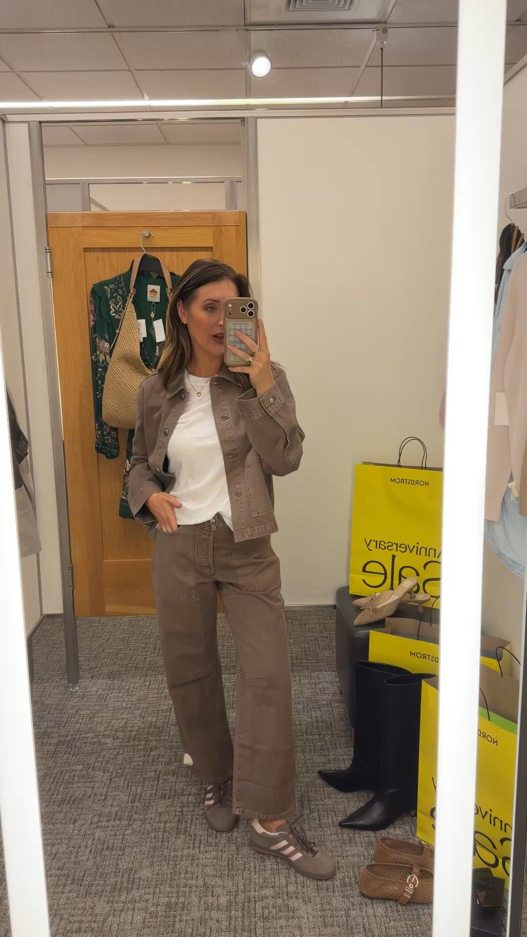 Matching brown denim set from Madewell on sale at Nordstrom anniversary sale. Size 25 denim, size S jacket - if in between size down

#LTKSaleAlert