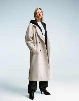 Bershka Soft trench coat with belt in stone | ASOS | ASOS (Global)