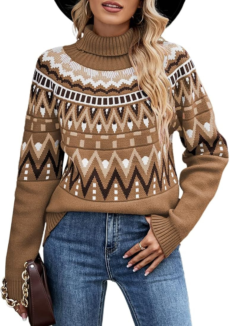 JUNBOON Women’s Casual Leopard Print Knitted Pullover Sweaters Long Sleeve Crew Neck Jumper Top... | Amazon (US)