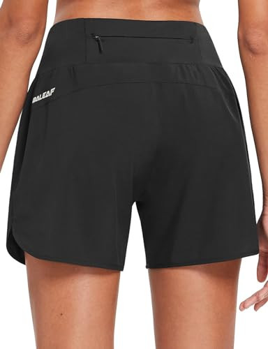 baleaf Women's 5" Workout Shorts Gym Running Shorts Athletic with Liner High Waistband Quick Dry Sports Zipper Pockets Black S | Amazon (US)