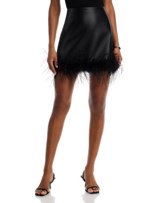 Faux Leather Feather Trim Mini Skirt - Exclusive | Bloomingdale's (US)