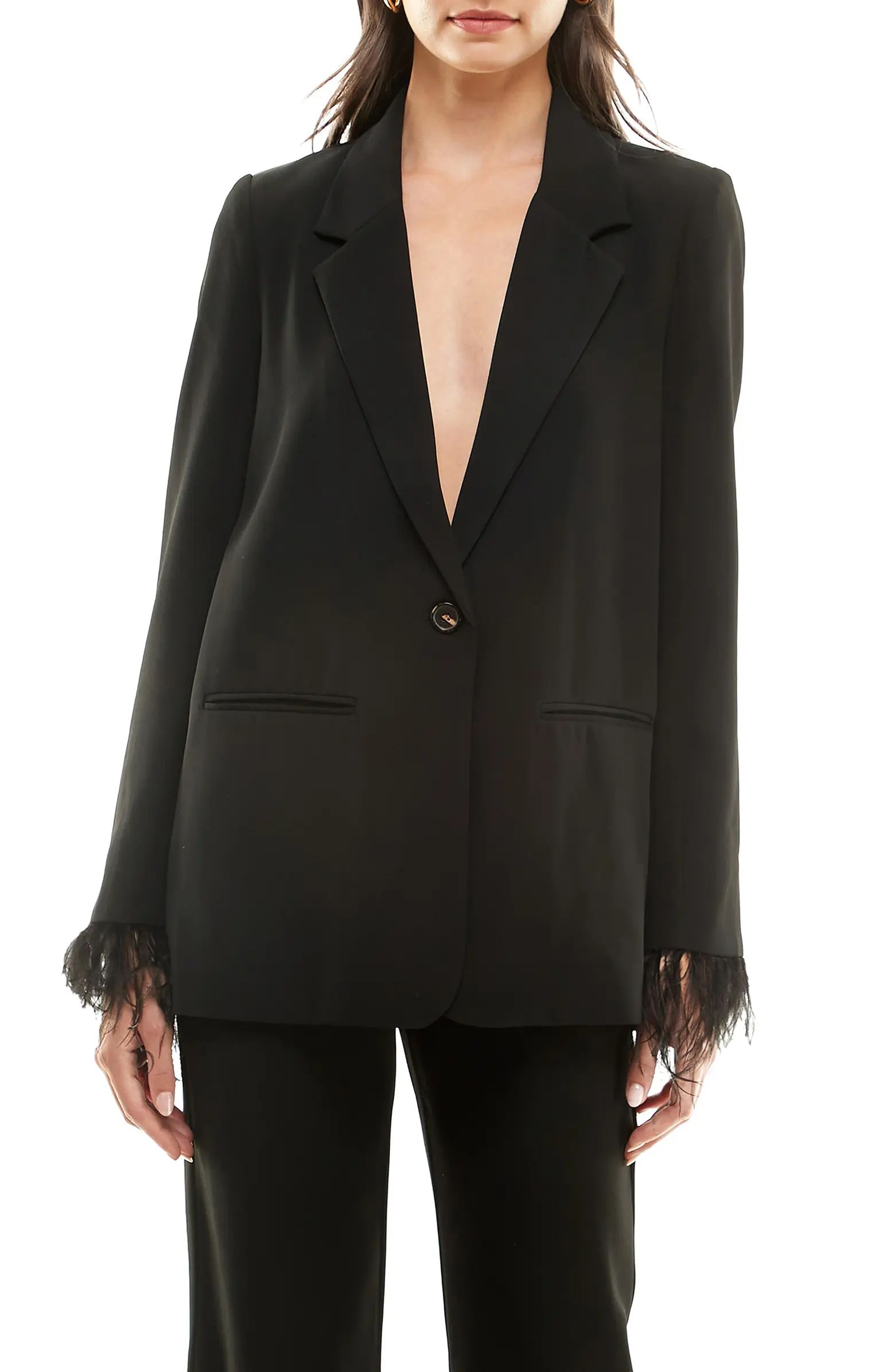 WAYF x Jourdan Sloane Nits Feather Cuff Blazer | Nordstrom | Nordstrom