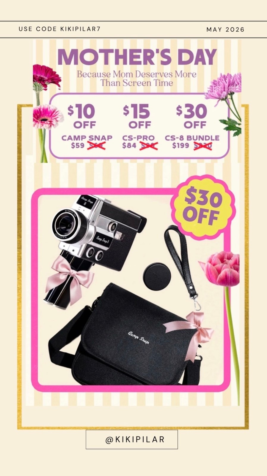 Mother’s Day gift idea
Use code KIKIPILAR7 on top of this bundle price ‼️
Camp snap sale
Cameras on sale
Vintage camera
Gifts for her
Gifts for mom
Vacation 
Bundle and save on camera gear
Vintage videos
Camcorder
Vintage camera gift
Screen free camera

#LTKMothersDay #LTKmomlife #LTKSaleAlert