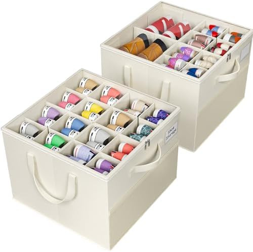 2 Pack Shoe Organizer for Closet, Large Shoe Box Storage Containers, Foldable Shoe Storage Organi... | Amazon (US)