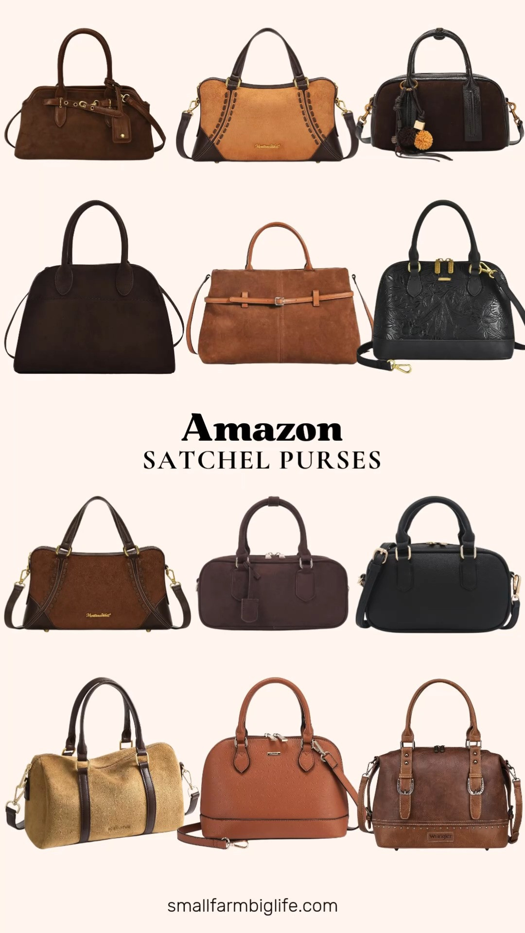 Satchel Purses For Fall

Suede satchels are everywhere this fall, and this roundup is full of warm brown tones to match. The brown suede slouchy hobo satchel and the coffee brown vintage Boston bag both bring in that retro, vintage feel, and the cognac brown slouchy hobo satchel with a buckle detail is roomy enough for everyday work or errands.

If you want something smaller, the coffee brown faux suede crossbody barrel bag and the black mini PU leather satchel are both easy grab and go options, and the cognac brown and black floral embossed dome satchels with double zip closures add a little extra structure and detail.

For a more western inspired look, the brown and tan and the brown and dark brown suede satchel crossbody bags both have that classic top handle silhouette, and the saddle brown doctor bag style satchel rounds out the collection with a timeless, structured shape.

#satchelbag #suedepurse #falloutfits #fallhandbags #vintagestyle 

 #LTKootd #LTKOver40 #LTKWorkwear