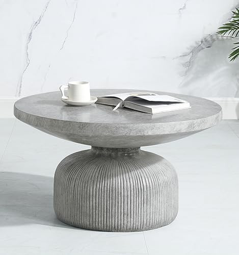 kevinplus 30 in Concrete Cement Round Coffee Table, the waxed concrete round dupe