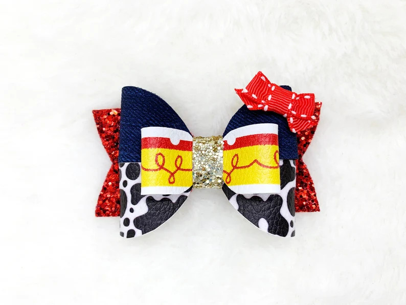 Jessie Cowgirl Hair Bow: Toy Story Inspired Glitter Bow - Etsy | Etsy (US)