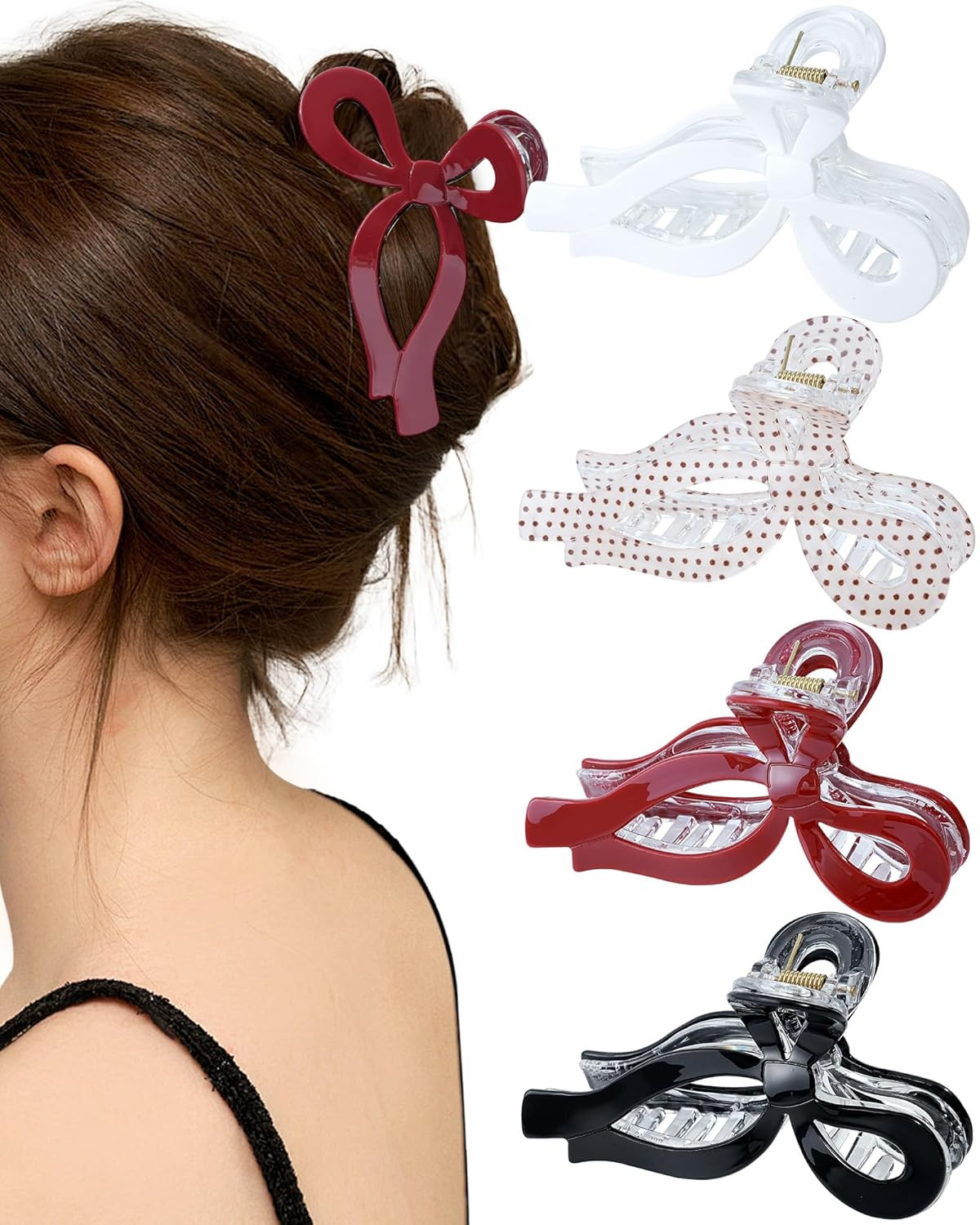 Mesovor 4 Pack Bow Hair Claw Clips for Women, Nonslip 4.3" Large Hair Grip Clawclips for Thin and... | Amazon (US)