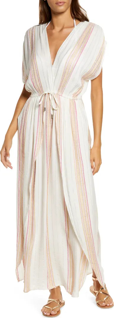 Elan Metallic Stripe Maxi Cover-Up Caftan | Nordstrom | Nordstrom