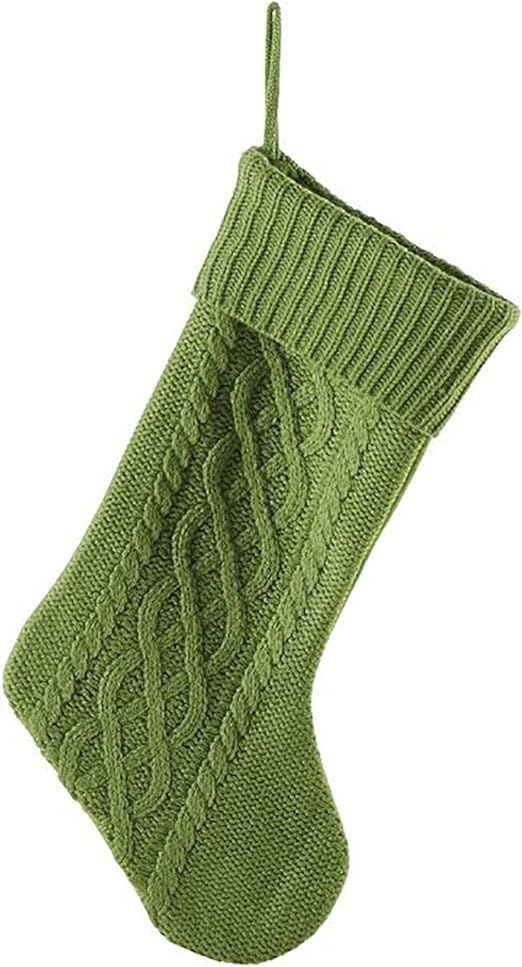 Green Cable Knit Sweater with Ribbed Cuff 20 inch Christmas Stocking Decoration | Amazon (US)