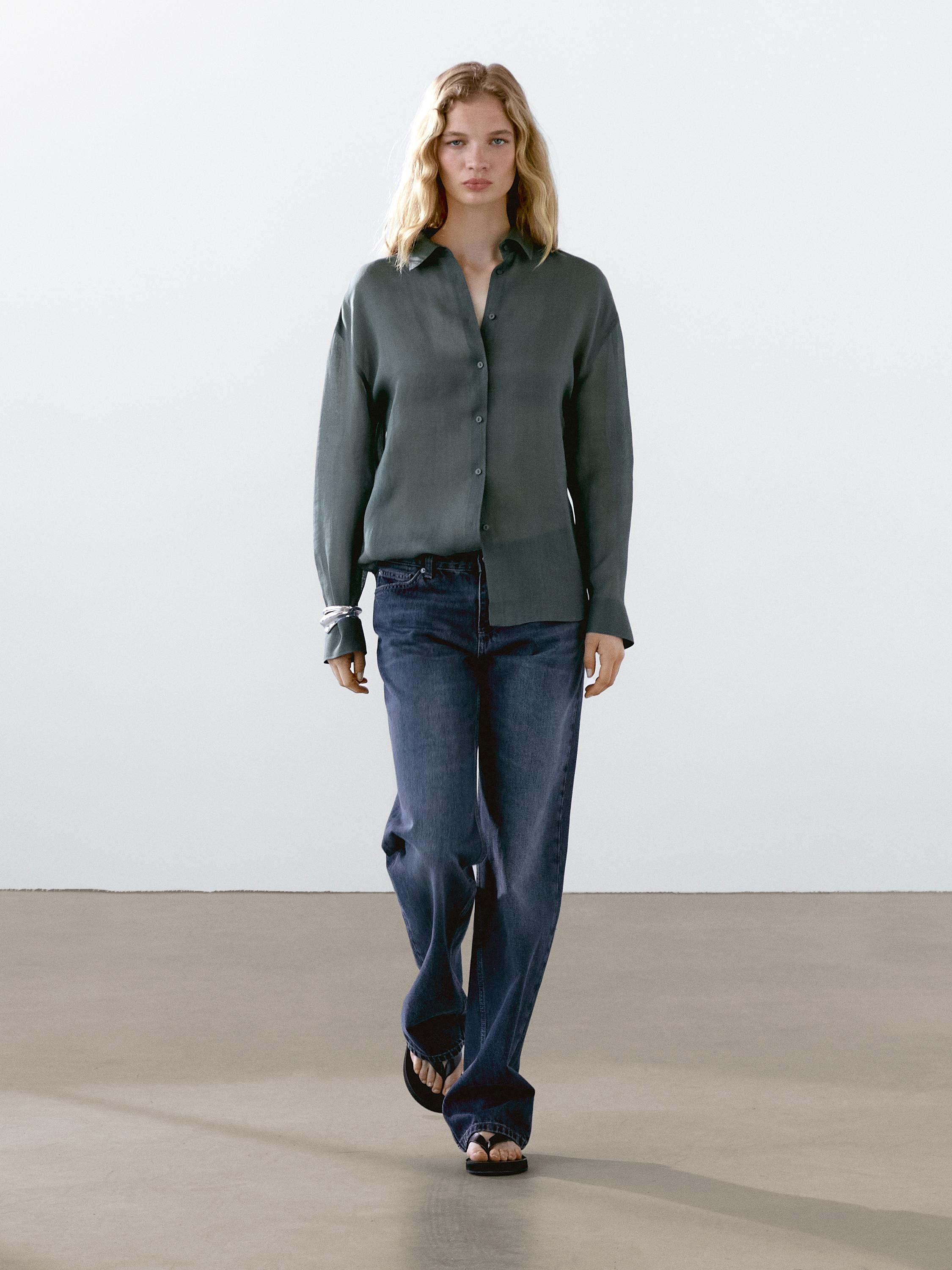 Flowing ramie blend shirt | Massimo Dutti UK