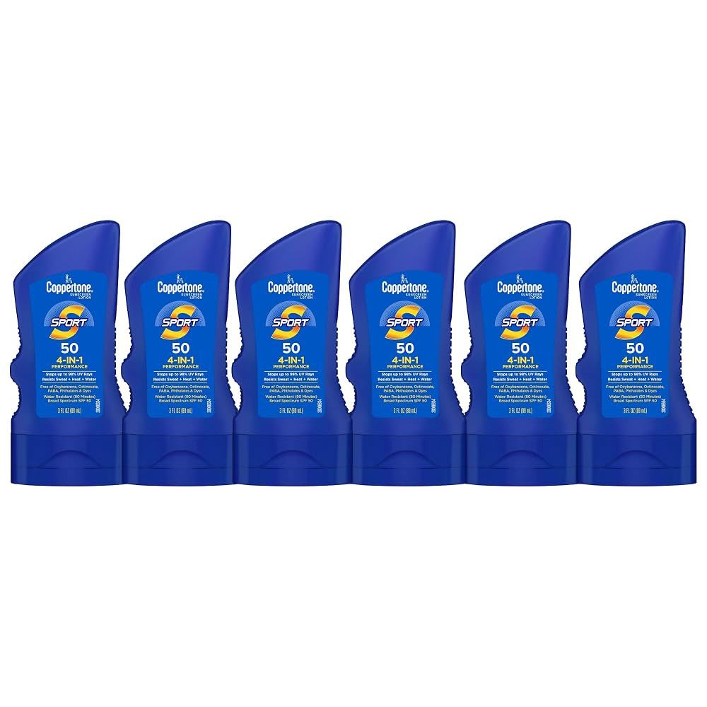 Coppertone Sport Sunscreen Lotion SPF 50, Sweat, Heat and Water Resistant Sunblock, Lightweight, ... | Amazon (US)