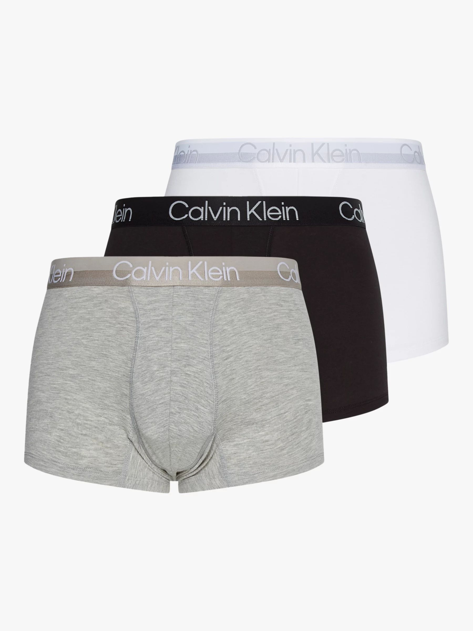 Calvin Klein Plain Logo Trunks, Pack of 3, Multi | John Lewis (UK)