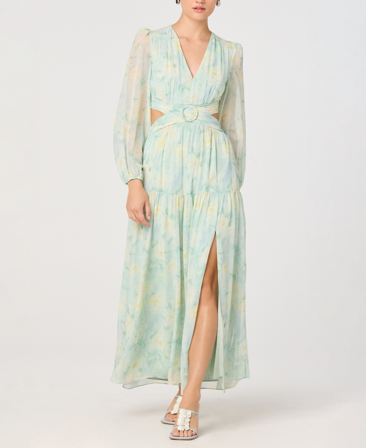 Astr the Label Women's Floral V-Neck Maxi Dress - Seafoam Floral | Macy's