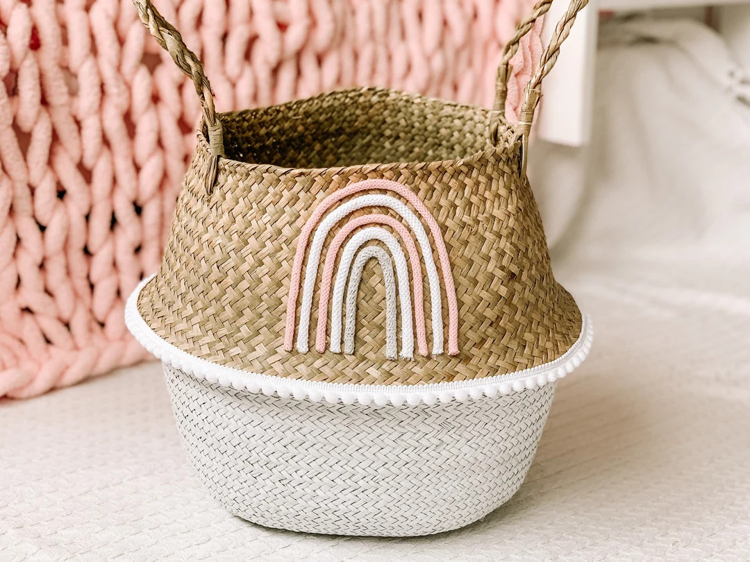 Dipped Rainbow Basket  Belly Basket With Rainbow Front  Pink - Etsy | Etsy (US)