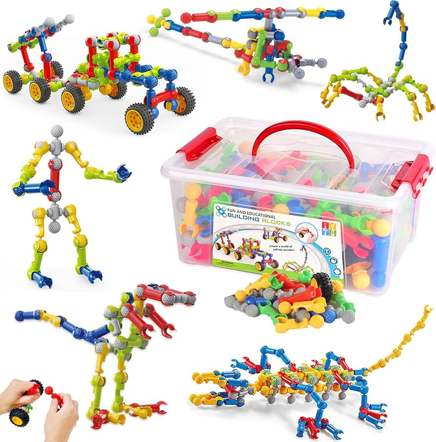 170 Pcs STEM Building Toys for Kids Ages 4-8, Building Blocks Educational Construction Engineerin... | Amazon (US)