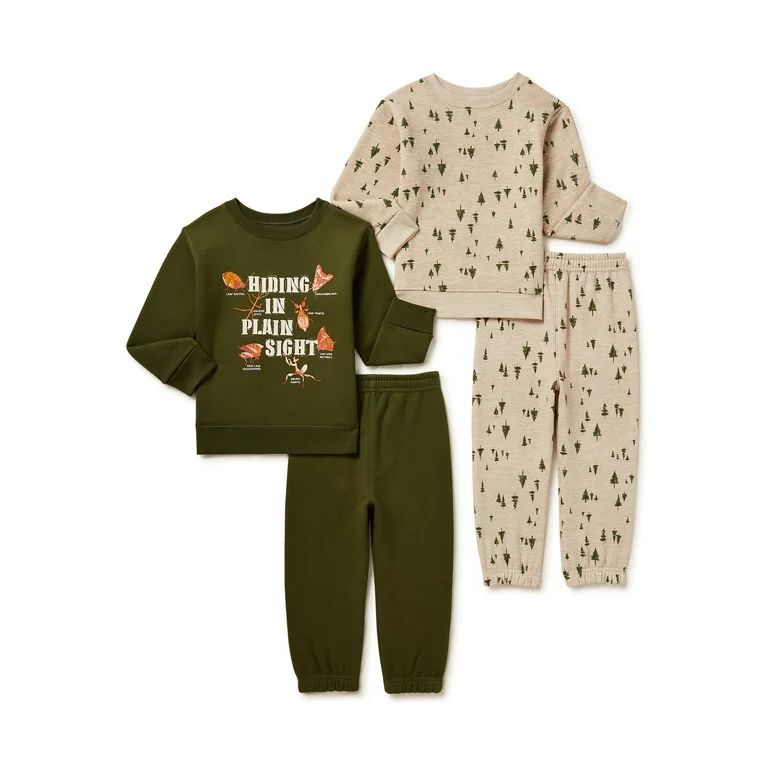 Garanimals Toddler Boys Fleece Sweatshirt and Sweatpants Outfit Set, 4-Piece, Sizes 2T-5T - Walma... | Walmart (US)