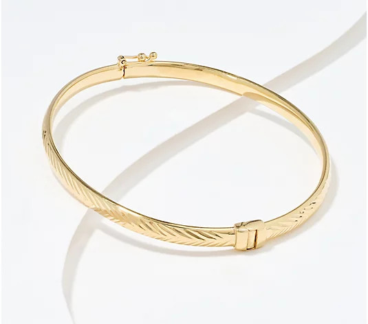 Adorna 14K Gold Diamond Cut or Polished Finish Bangle, 4.8-5.01g | QVC