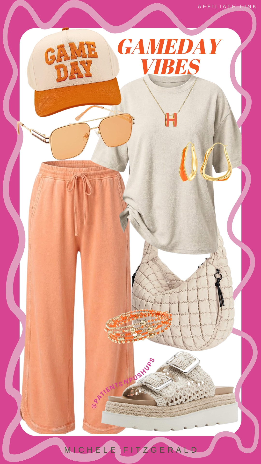 Orange you glad it’s gameday? 🏈🧡 Whether you’re tailgating or cheering from the couch, this monochromatic look is the ultimate "cool girl" fan fit. These wide-leg sweats are a dream, and the quilted bag fits all the snacks. 🧢✨ 

 #LTKfit #GamedayStyle #StreetStyle #AmazonFashion #OOTD #TailgateLook #CasualChic #OrangeTheory #LTKdayinmylife #LTKgrwm #LTKmomlife