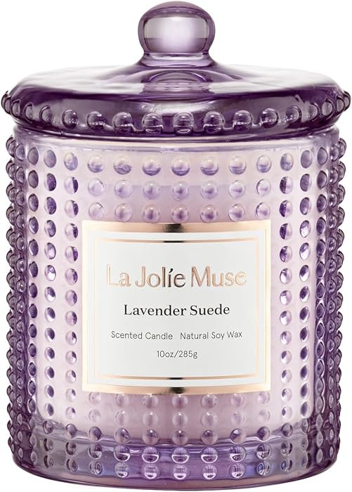 LA JOLIE MUSE Lavender Suede Candle - Lavender, Eucalyptus, Sandalwood | 10 oz Natural Soy Wax | ... | Amazon (US)