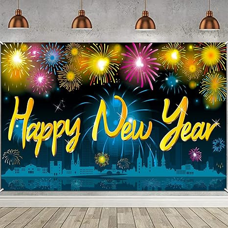 HOWAF Happy New Year Background Cloth for New Year Party Decoration Happy New Year Backdrop with ... | Amazon (US)