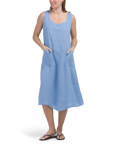 Made In Italy Linen Sleeveless Midi Dress | TJ Maxx
