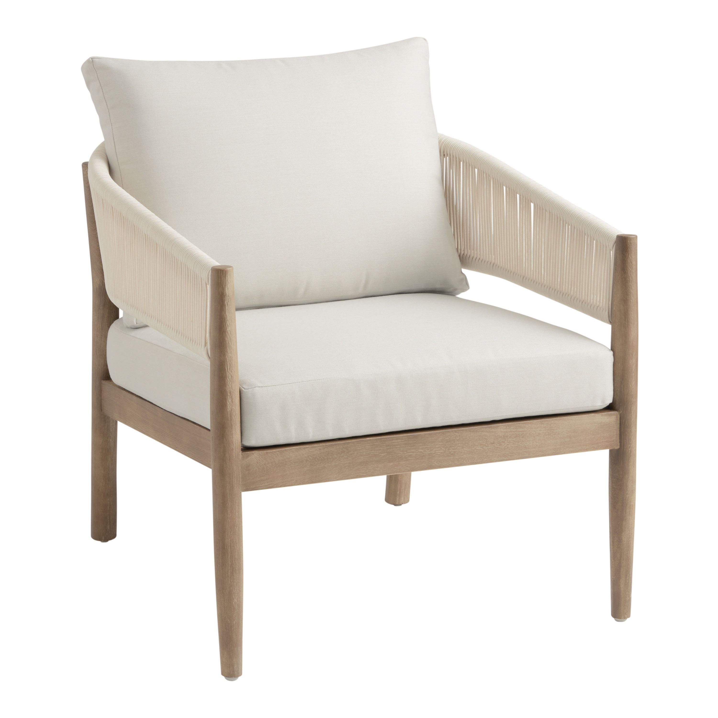 Cabrillo Nautical Rope Outdoor Armchair, Teak Wood Furniture, White Outdoor Furniture, World Market  | World Market