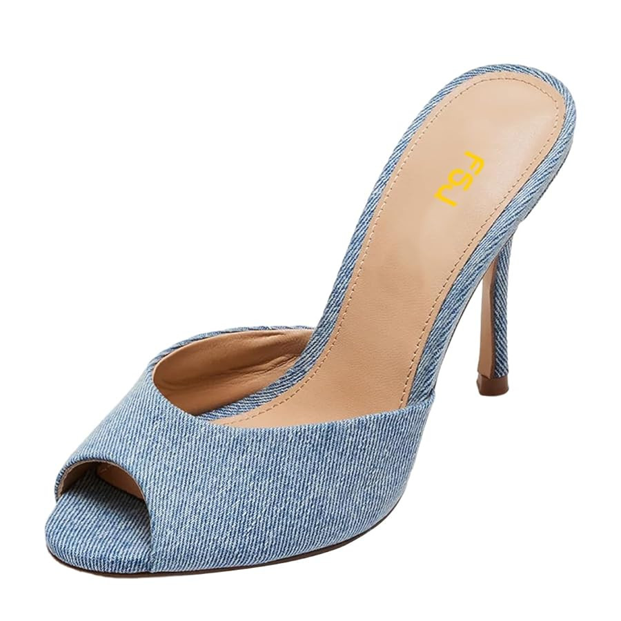 FSJ Women Comfort Low Kitten Heel Sandals Mules Peep Toe Slide Slip On Summer Slide Dress Pump Sh... | Amazon (US)