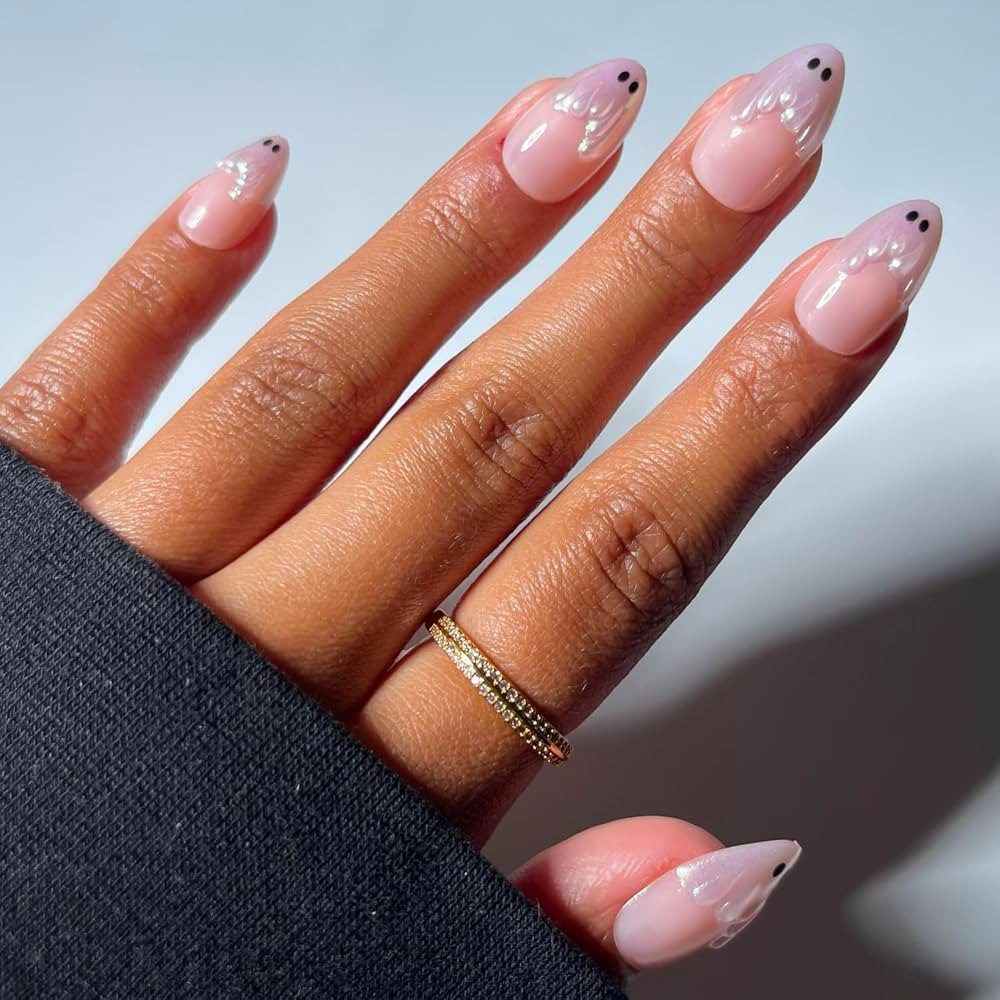 Glamnetic Halloween Press On Nails, Short Almond Glossy, Ghost Besties | Amazon (US)