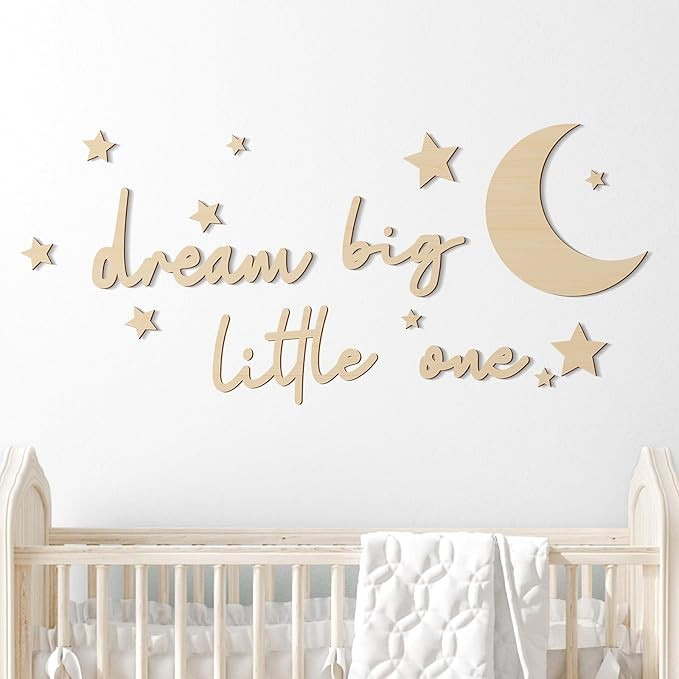 Briwooody 15 Pcs Moon and Stars Nursery Decor Dream Big Little One Wall Decor Boho Neutral Babyro... | Amazon (US)