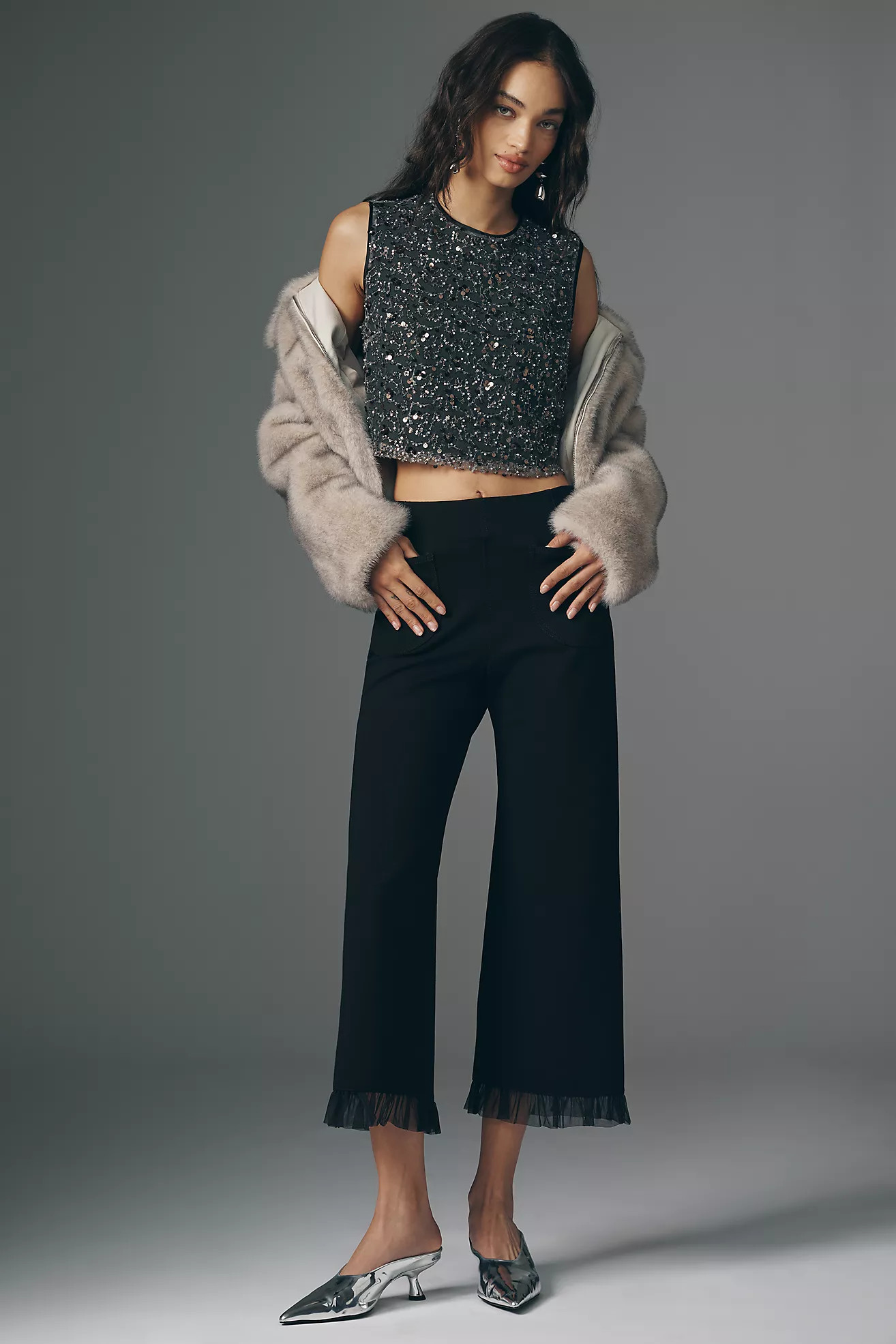 The Colette Tulle Ruffle Crop Party Pants by Maeve | Anthropologie (US)