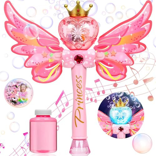 Aooess Bubble Wands Toys for Girls 4-6: Princess Wands for Little Girls Light Up Bubble Wand Toys for Kids Ages 2-4 Bubble Party Favors for Kids Toys for 3 4 5 6 7 8 Year Old Girls | Amazon (US)