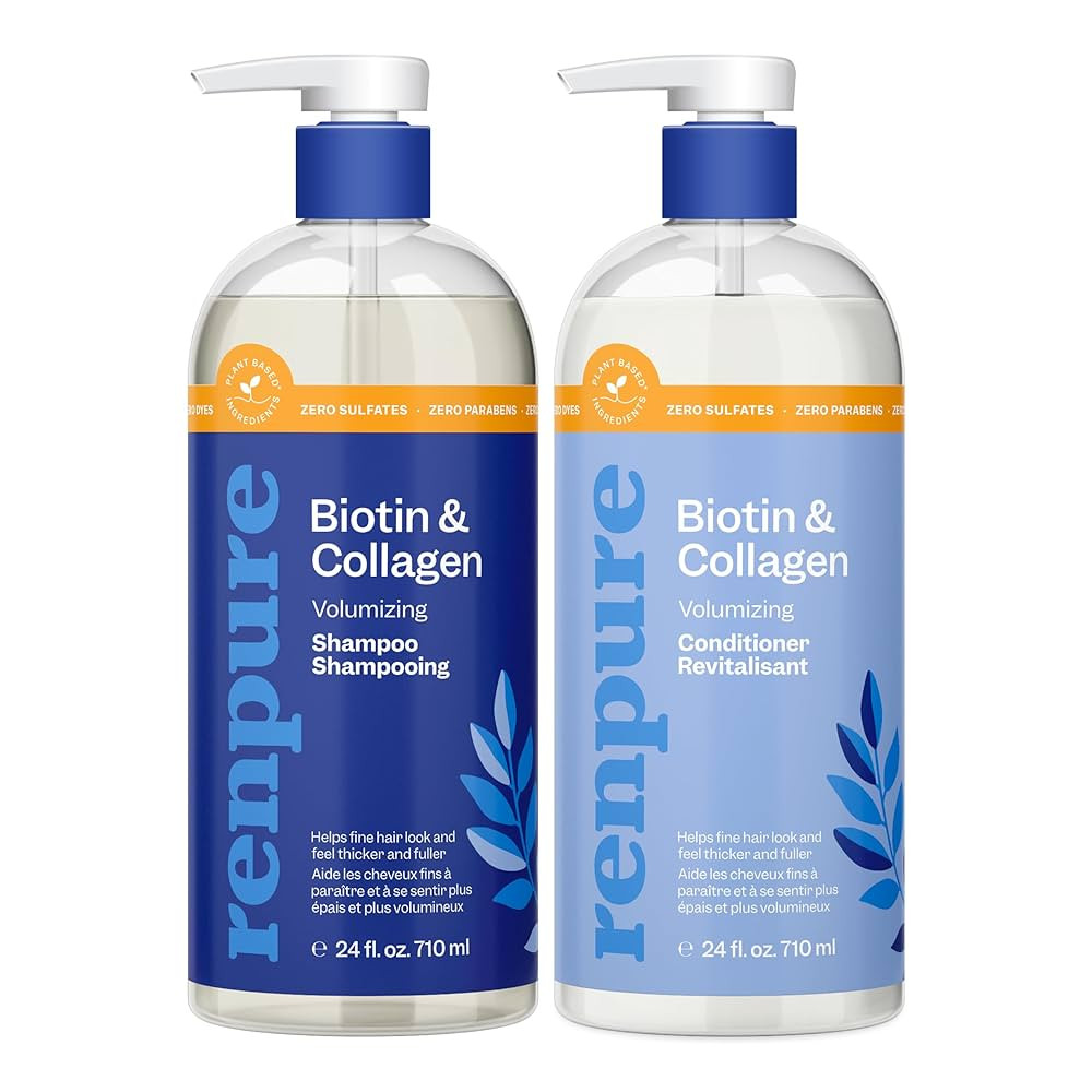 Renpure Biotin & Collagen Shampoo & Conditioner Set, Plant- Based - Nutrient Infused Formulas for... | Amazon (US)
